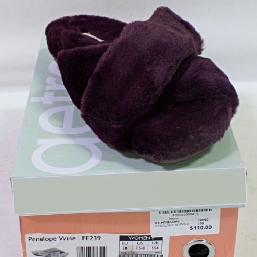 Retail $110 Aetrex Penelope Adjustable Fuzzy Slippers for Womens 38